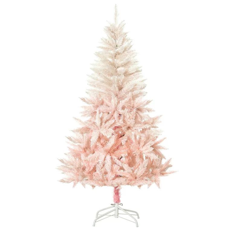 HOMCOM 7ft Unlit Spruce Artificial Christmas Tree with Realistic Branches and 1000 Tips, Pink | Walmart (US)