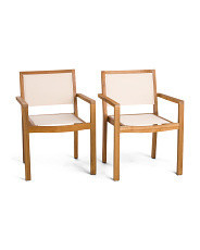 Set Of 2 Outdoor Acacia Wood Stacking Dining Chairs | Marshalls