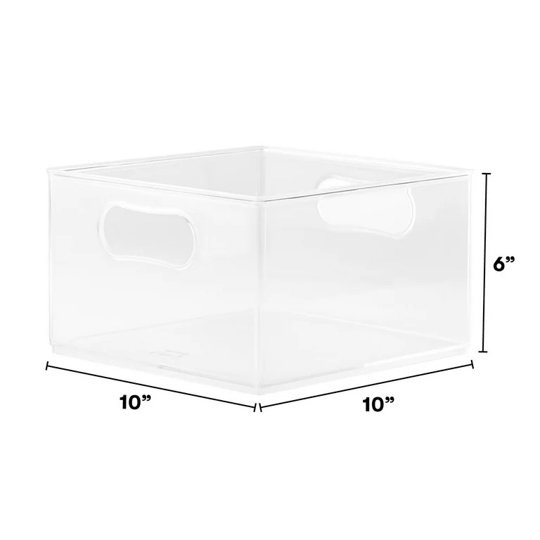 The Home Edit Large Clear Plastic Storage Bin Organizer, 2 Pack, 10" x 10" x 6" | Walmart (US)