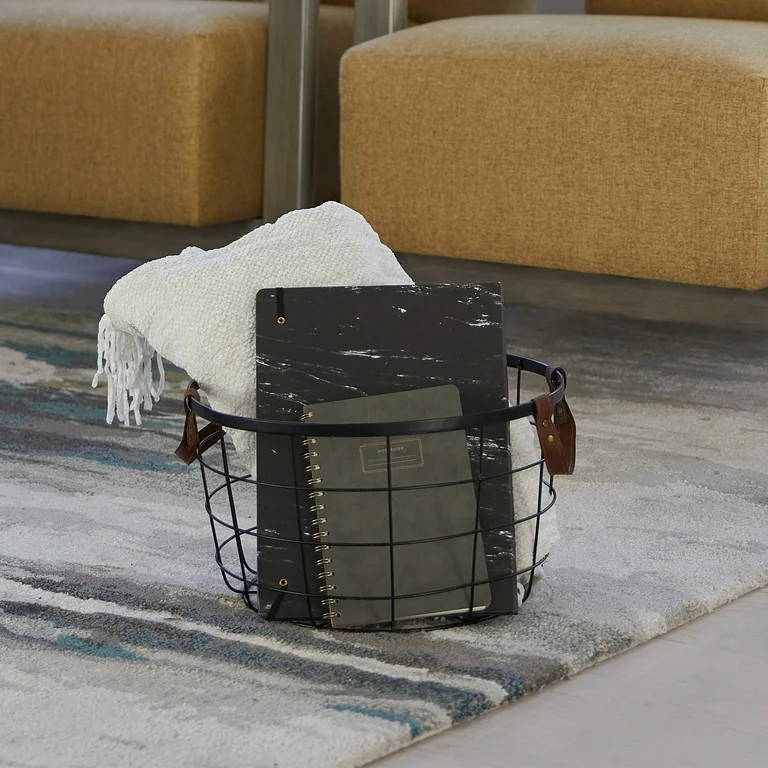 Mainstays, Round Wire Basket With Handles, Medium Size, Black - Walmart.com | Walmart (US)