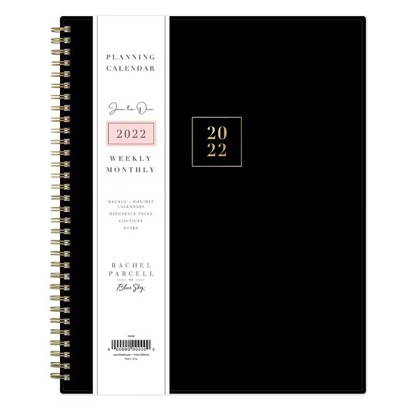 2022 Planner 8.5" x 11" Weekly/Monthly Wirebound Flexible Poly Cover Black - Rachel Parce... | Target