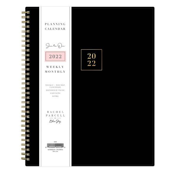 2022 Planner 8.5&#34; x 11&#34; Weekly/Monthly Wirebound Flexible Poly Cover Black - Rachel Parce... | Target