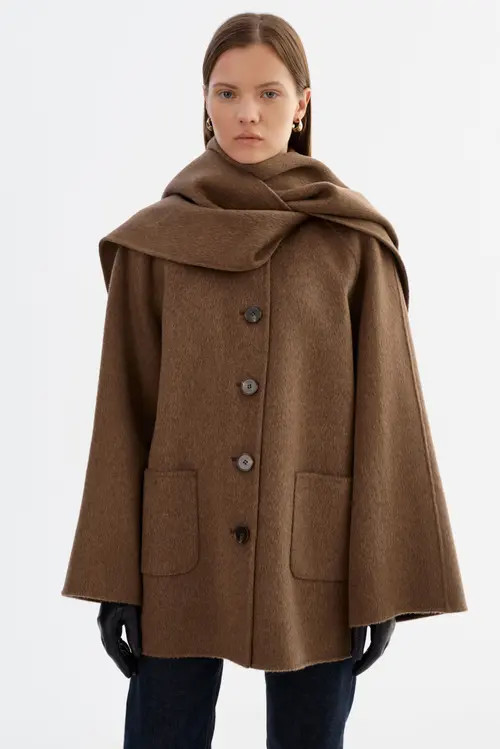 LAMARQUE ANCA | Wool Scarf Jacket in Heather Brown at Nordstrom, Size Small | Nordstrom