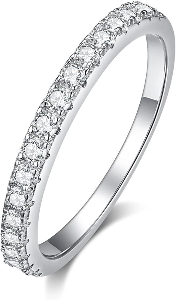 Moissanite Wedding Band , 0.51cttw Stackable Engagement Ring Set for Women, 925 Sterling Silver D Co | Amazon (US)