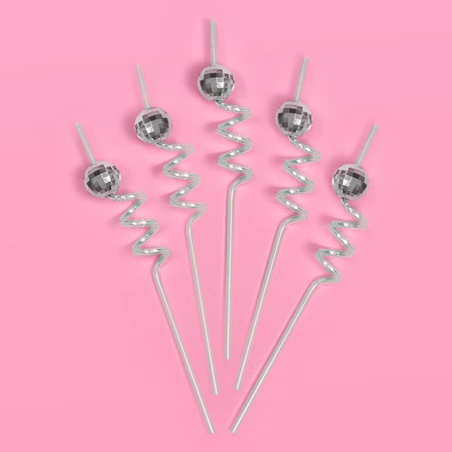 xo, Fetti Disco Ball Reusable Swirly Straw Set - 16 pc | Groovy Birthday Party Supplies, Last Dis... | Amazon (US)