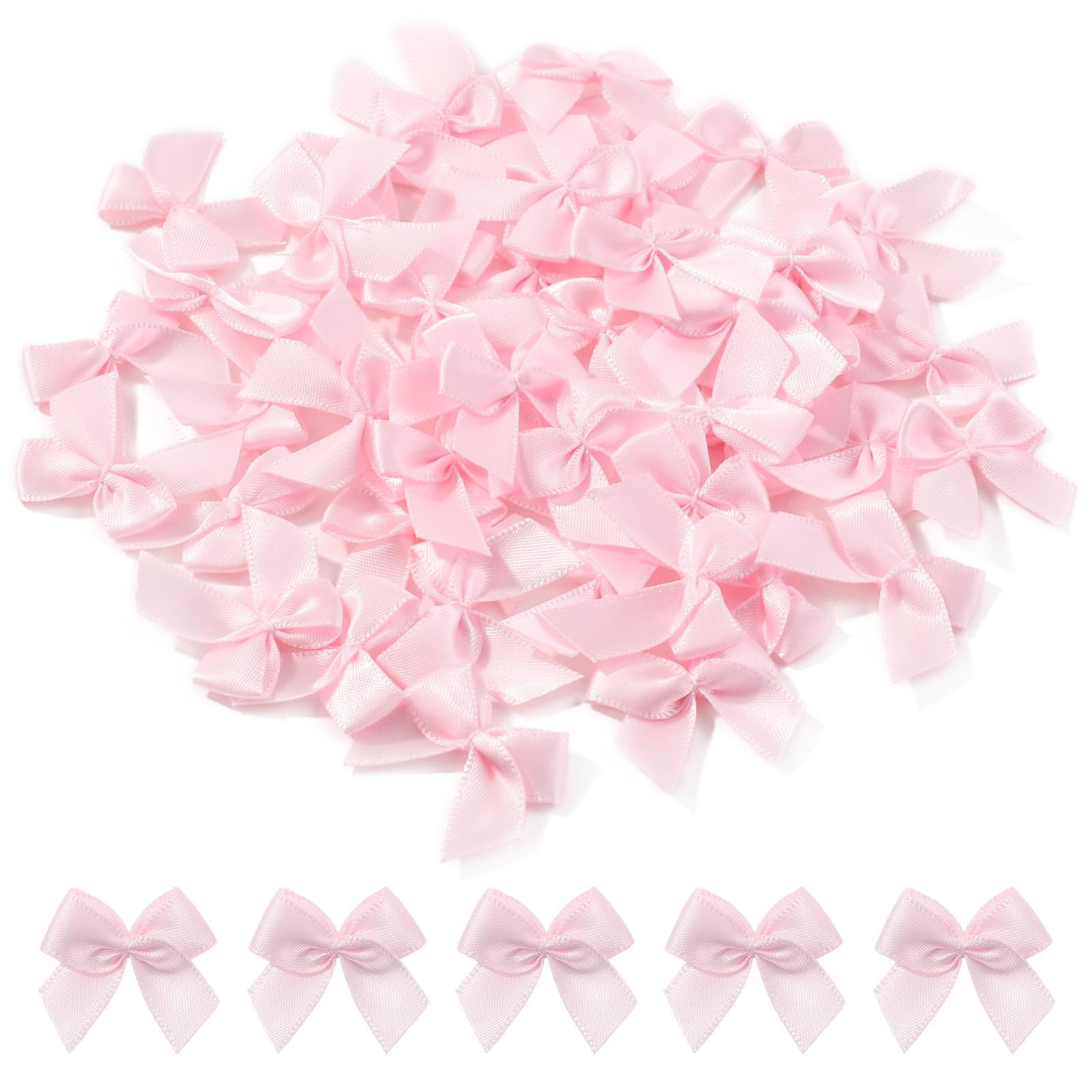 yoyokid 50 Pcs 1" Mini Satin Ribbon Bows, Tiny Crafts Bows Decoration for DIY Cheer Pins Clothesp... | Amazon (US)
