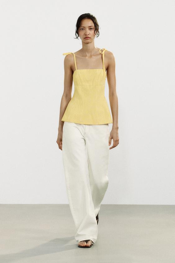 GINGHAM BOW TOP | Zara US