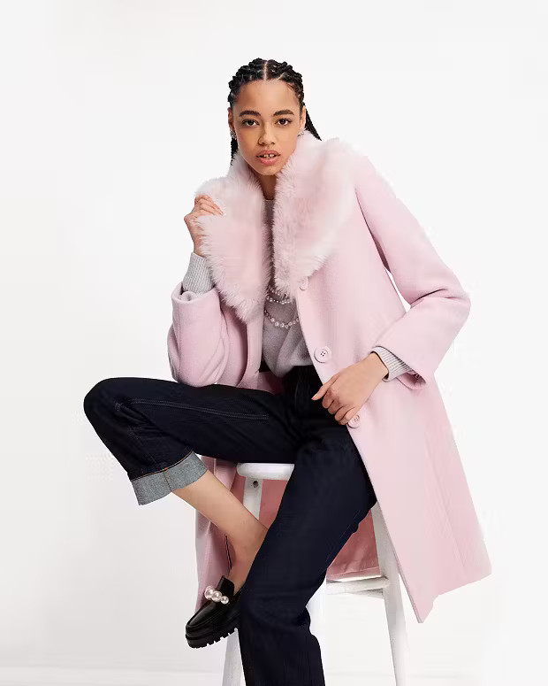 Faux Fur Lapel Wool Coat | Kate Spade (US)