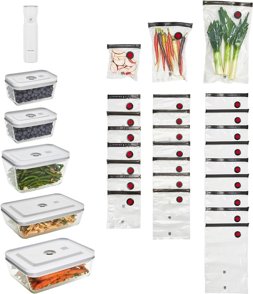 Zwilling Fresh & Save 32-pc Vacuum Sealer Machine Set, Sous Vide Bags, Meal prep, Airtight Food S... | Amazon (US)