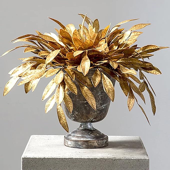 Giegxin 30 Inch Christmas Gold Bay Leaf Picks 3 Pcs Artificial Gold Christmas Decoration Bay Leaf... | Amazon (US)