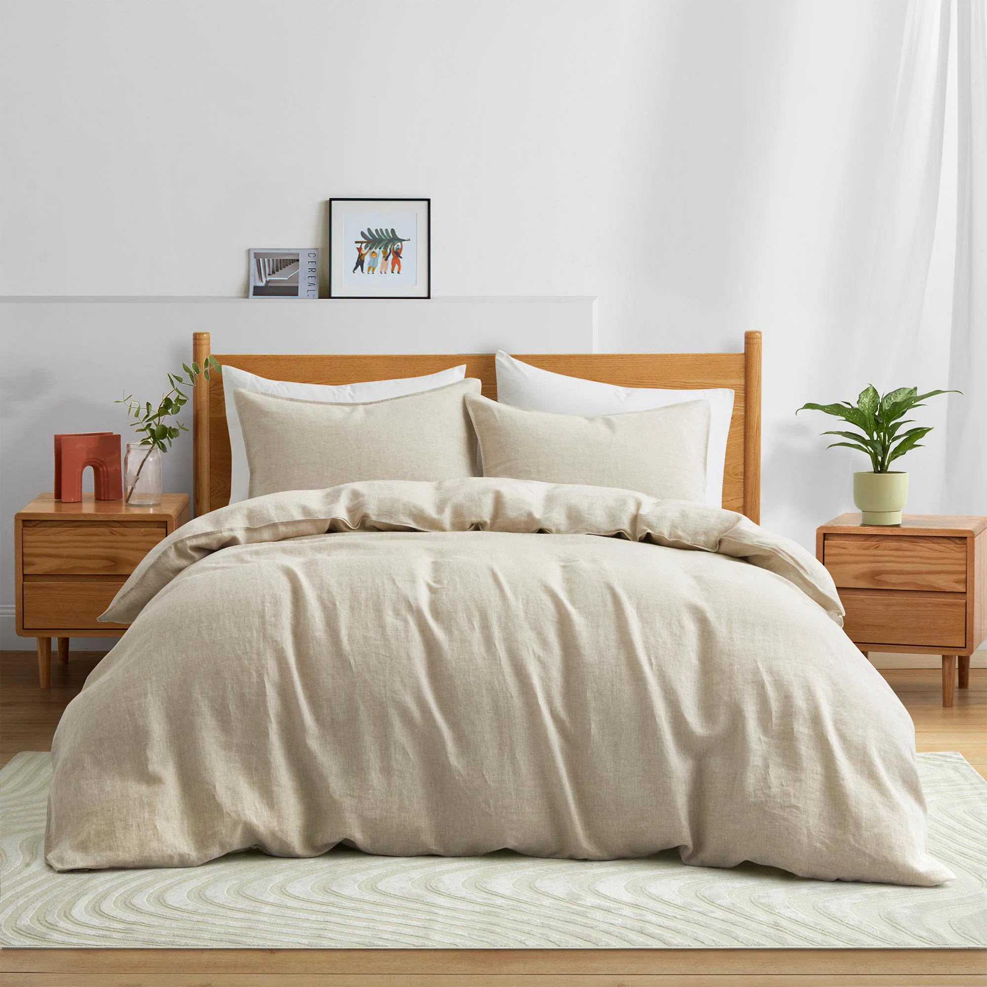 Linen Cotton Blend Duvet Cover Set – Breathable Washed Linen Bedding with Zipper Closure & Corn... | Wayfair North America