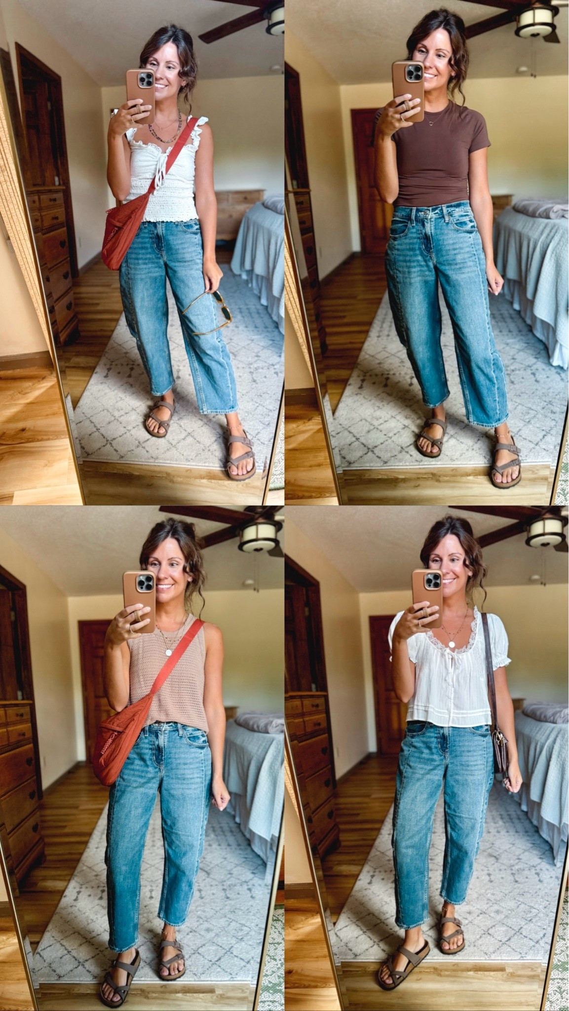 4 late summer barrel jeans outfits🙌🏽

Wearing xs petite in the barrel jeans!

First white top—Xs
Brown tee—small 
Sweater tank-small
Last little white top-xs 

Sandals are size 36

#LTKPetite #LTKSeasonal #LTKootd