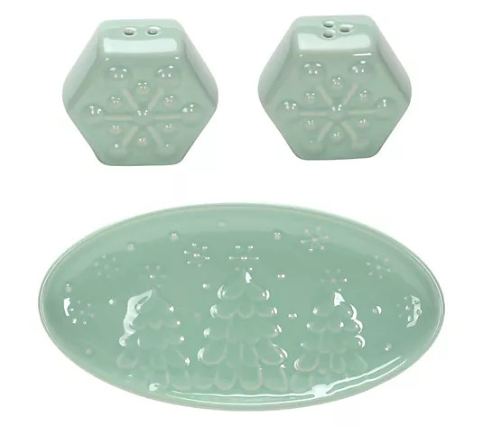 Temp-tations Seasonal Salt and Pepper Set with Plate - QVC.com | QVC