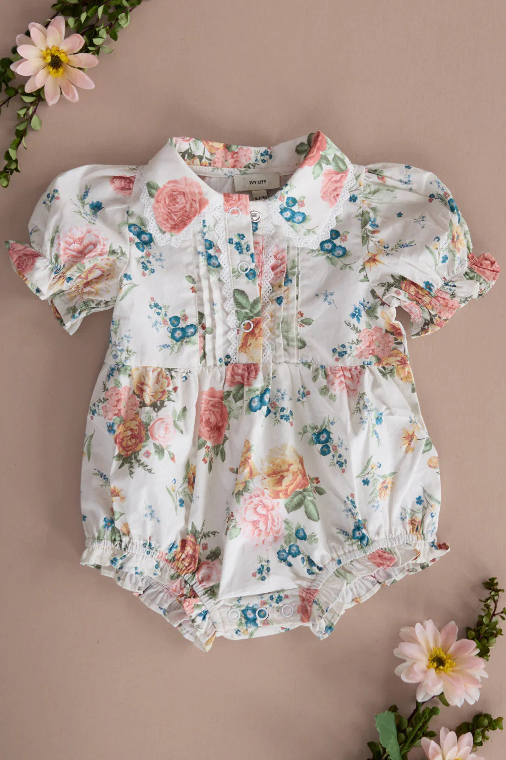 Baby Sophia Romper in Countryside Peony Blossom | Ivy City Co