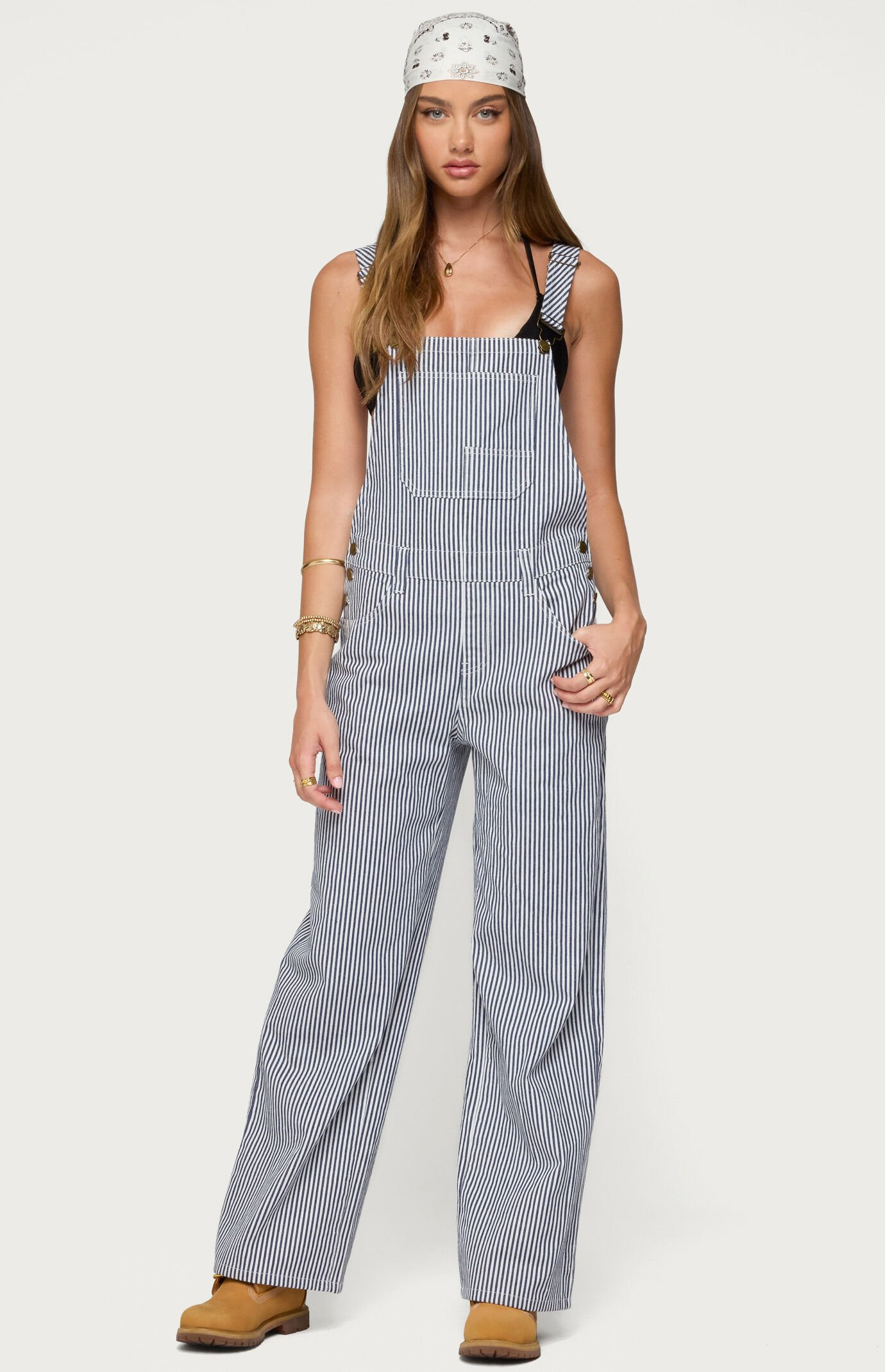 Edikted Women's Tamsin Striped Overalls in Navy/White - Size XL | PacSun