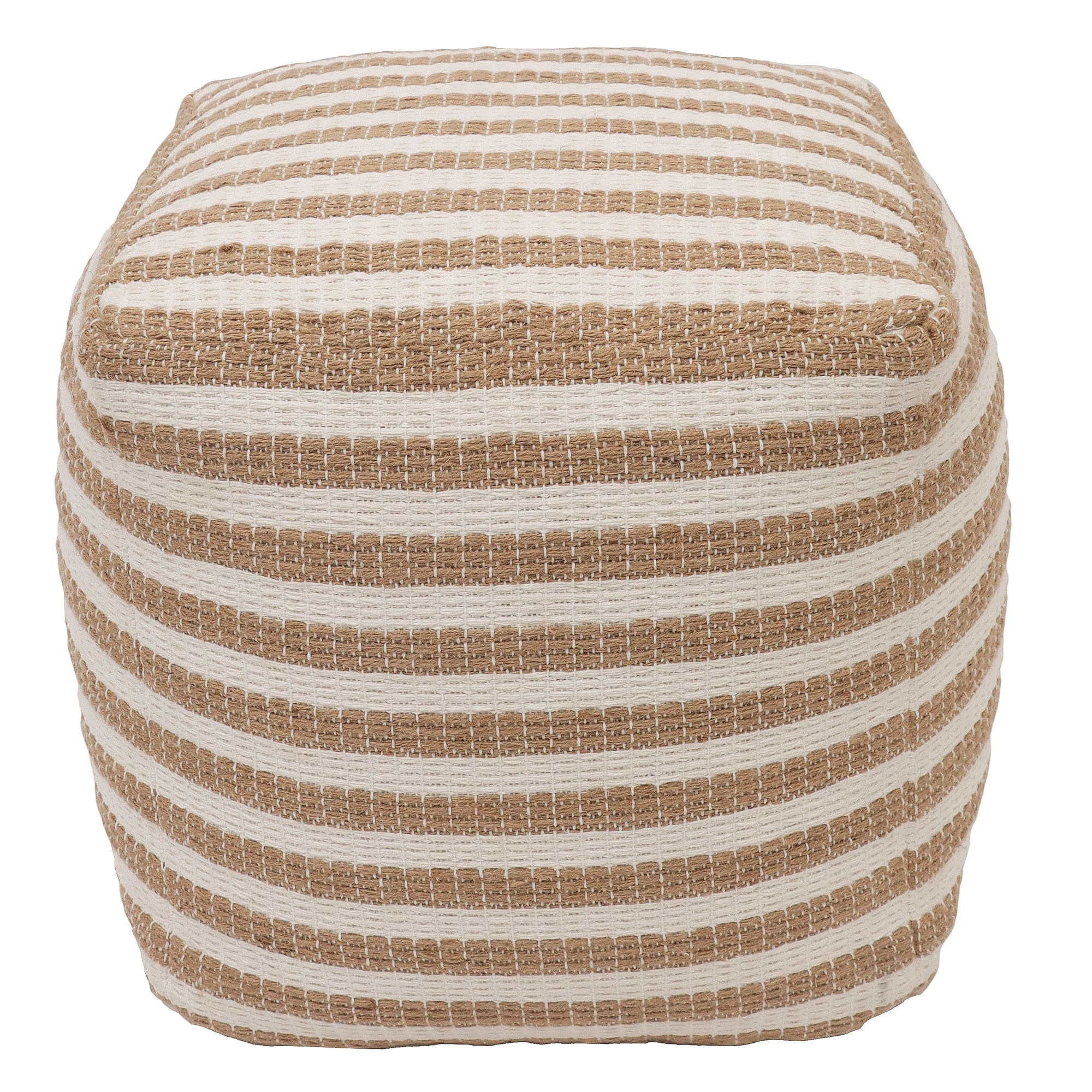 Better Homes & Gardens 16" x 16" x 16" Natural Jute Striped Pouf | Walmart (US)