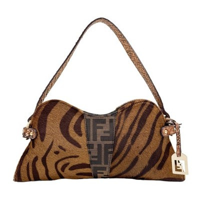 FENDI Brown Zucca & Zebra Print Pony Hair Shoulder Bag | eBay US