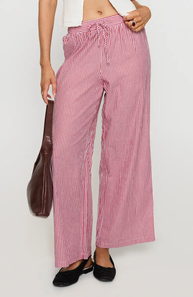 Princess Polly Holiday Tie Waist Wide Leg Pants | Nordstrom | Nordstrom