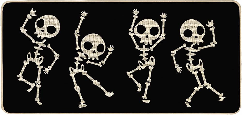 Baccessor Halloween Skulls Welcome Doormat Rug 17x36 Inch, Cute Skeleton Black Decorative Front D... | Amazon (US)