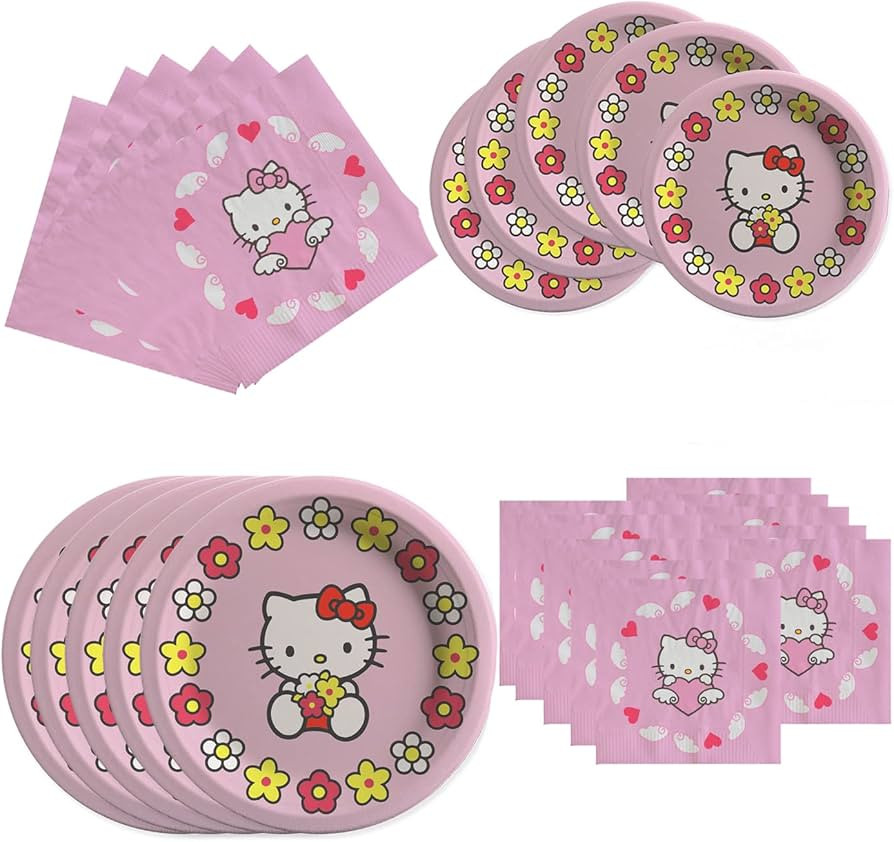 40Pack Kitty Cat Party Supplies 20 plates, 20 napkins for the Hello Kity birthday party decoratio... | Amazon (US)