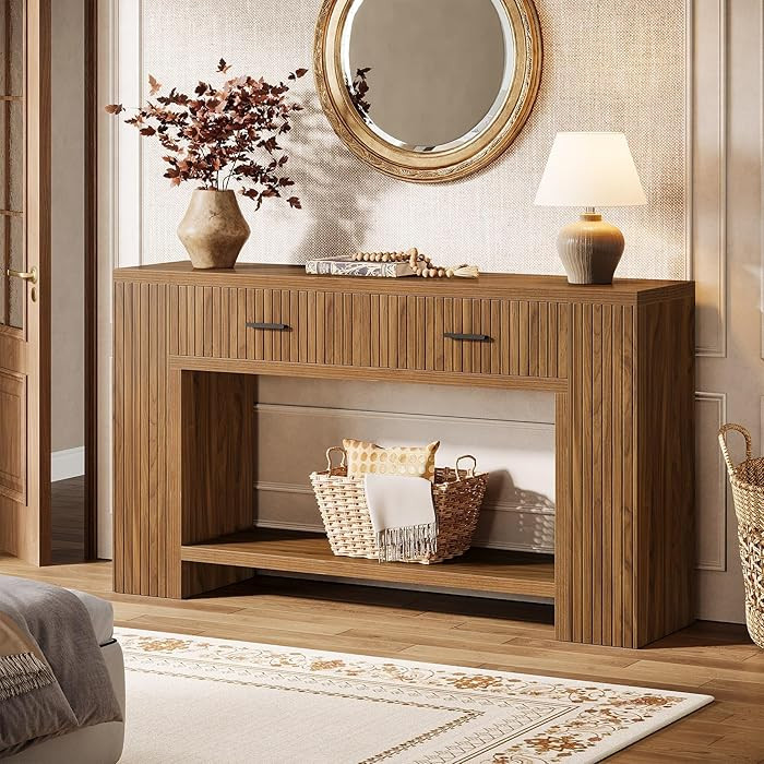 Tribesigns Console Table with 2 Drawers, 59" Farmhouse Entryway Table with Storage Shelf, 2-Tier ... | Amazon (US)