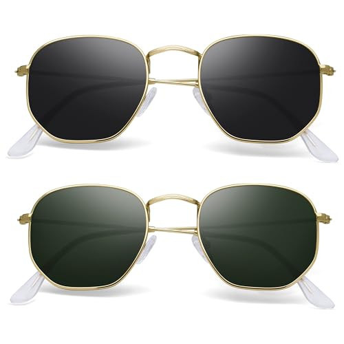 YWWPMDOF Polarized Sunglasses for Womens Men Trendy Square Hexagonal Flat Mirrored Sun Glasses UV Protection | Amazon (US)