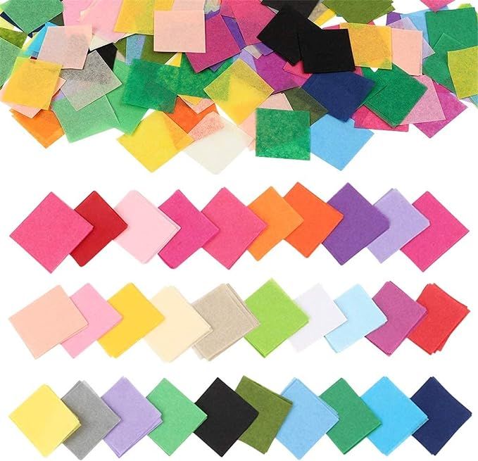 Outuxed 4800pcs 1inch Tissue Paper Squares, 30 Assorted Colors for Arts Craft DIY Scrapbooking Sc... | Amazon (US)