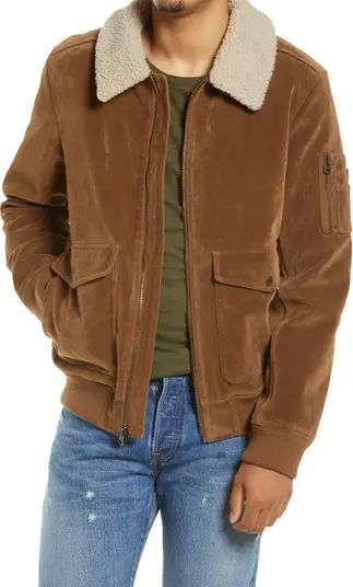 Levi's® Faux Suede Aviator Bomber Jacket with Removable Faux Shearling Collar | Nordstrom | Nordstrom