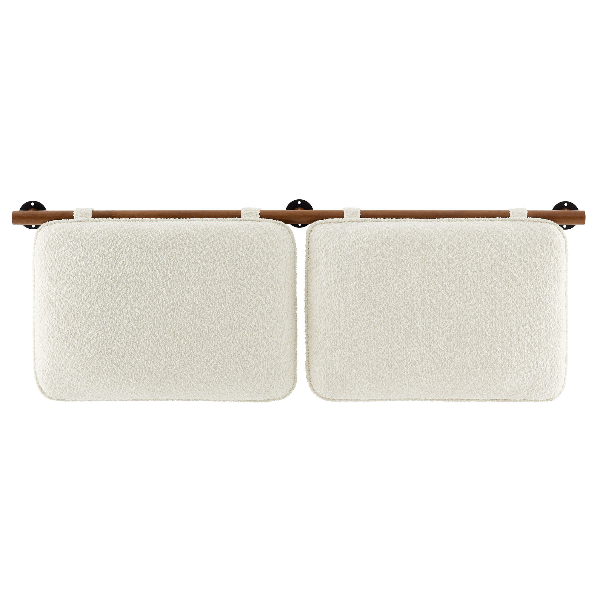 Anela Wall-Mounted Chenille Upholstered Full Headboard In Cream and Walnut | 1stopbedrooms