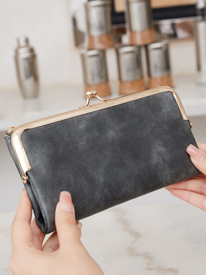 MIYIN Fashion Vintage Bifold Zipper Kiss Lock Wallet Women Wallet With Card Slot ID Window Minima... | SHEIN