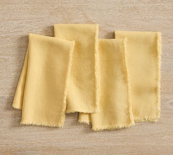 Frayed Oversized Linen Napkins - Set of 4 | Pottery Barn (US)