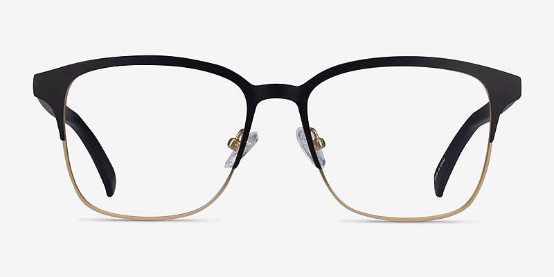 Intense Square Matte Black & Golden  Full Rim Eyeglasses | Eyebuydirect | EyeBuyDirect.com