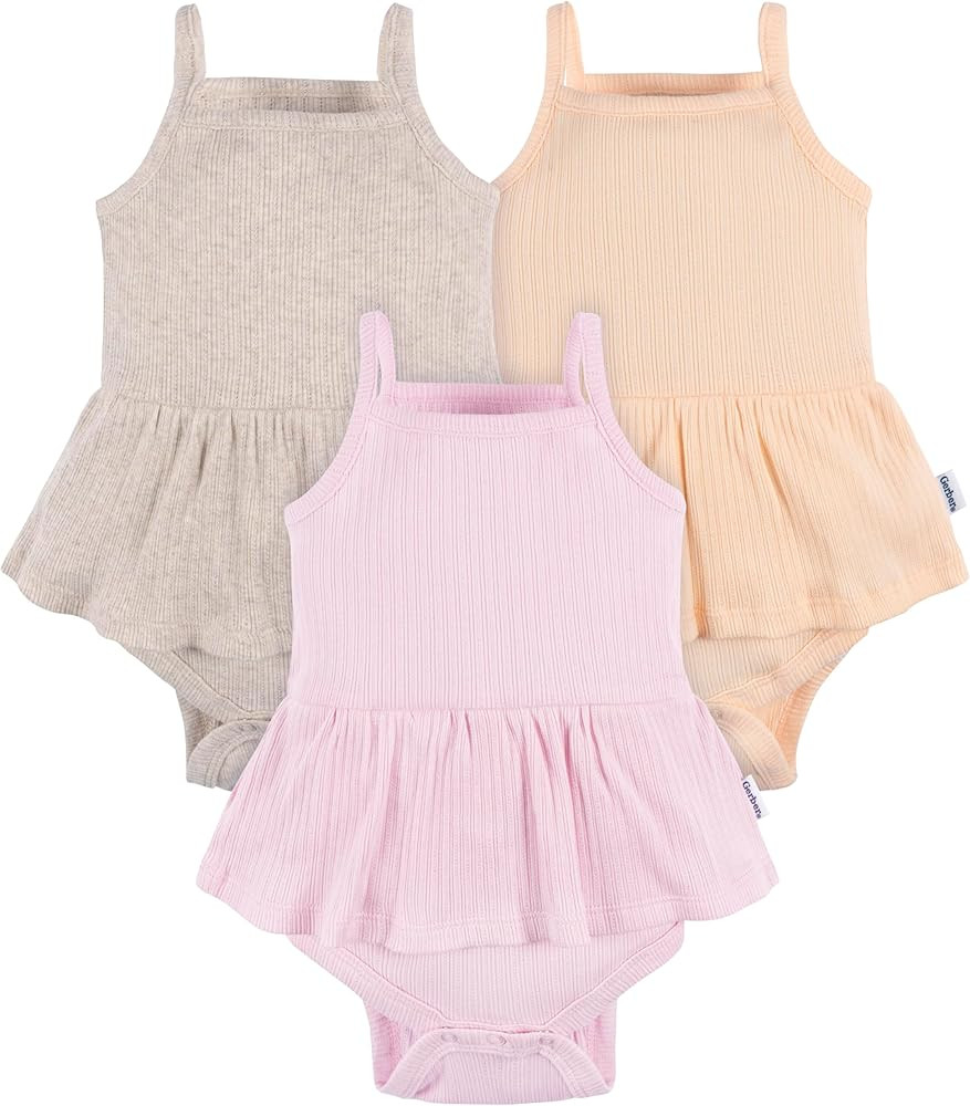 Gerber Baby Girls Multi-Pack Sleeveless Onesies Bodysuit | Amazon (US)
