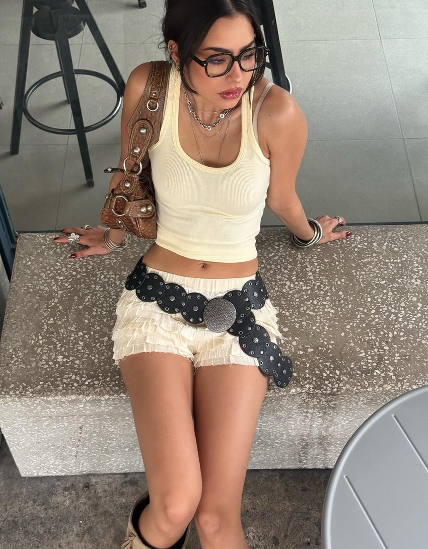 Ruffled rustic shorts - Trousers - Women | Bershka GB