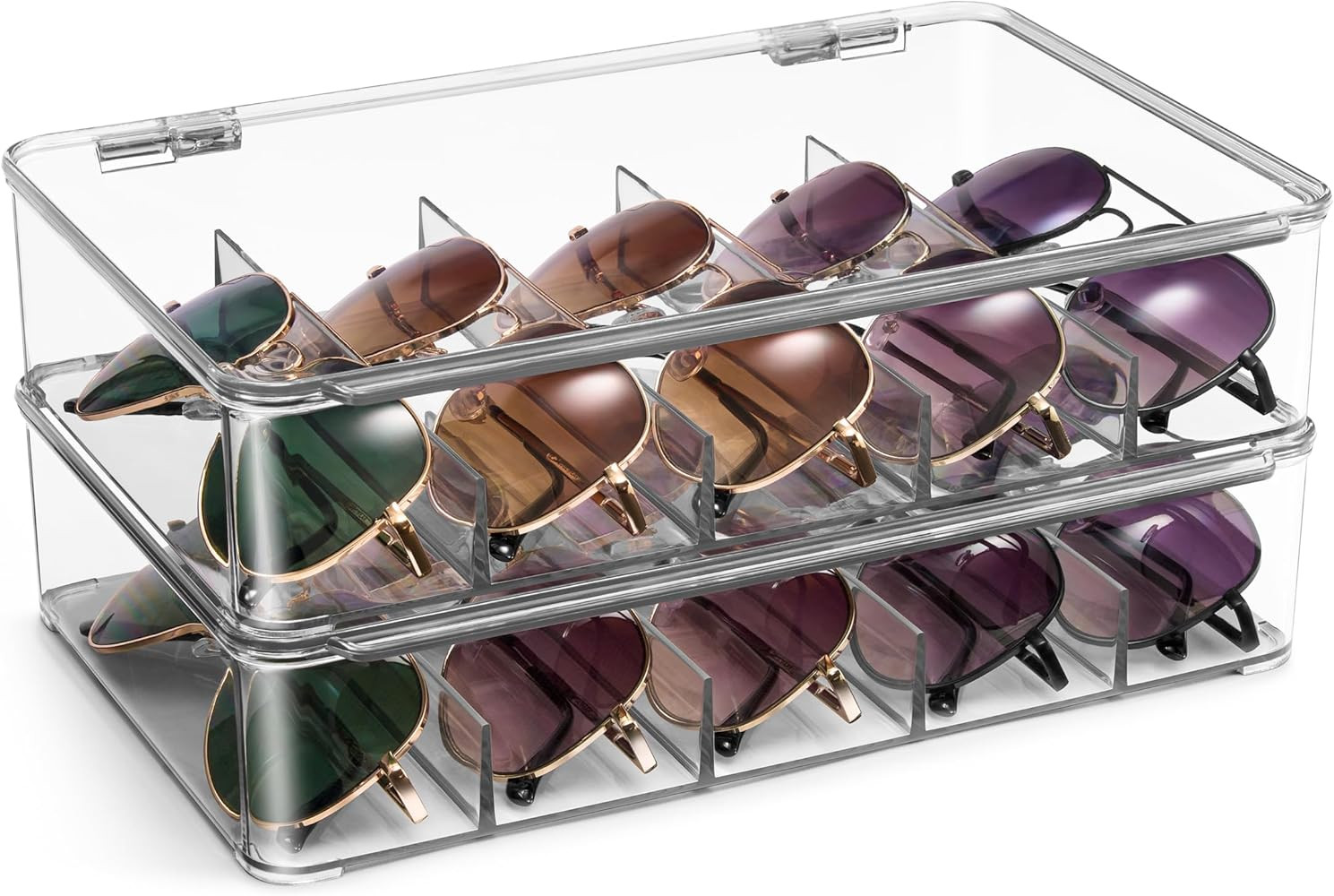 Sorbus Sunglasses Organizer - Plastic Stackable Eyeglass Case Storage Organizer for Multiple Glas... | Amazon (US)