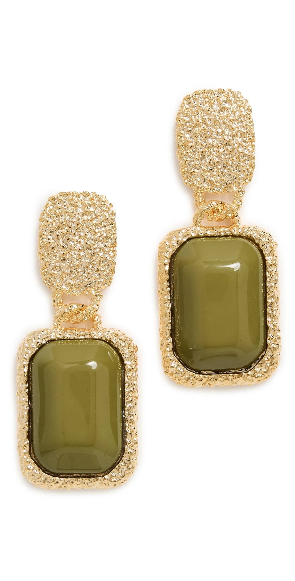 By Adina Eden Colored Gem Drop Earrings Dark Green One Size | Shopbop