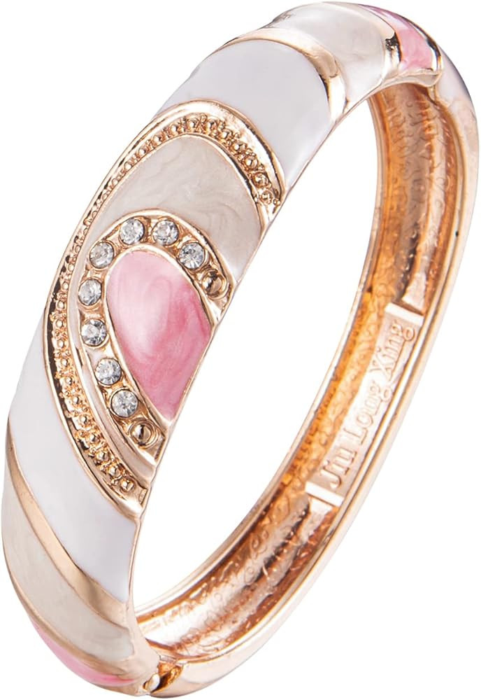 UJOY Vintage Cloisonne Bracelet Handcraft Multi-colored Rhinestone Enamel Oval Hinged Cuff Bangle... | Amazon (US)