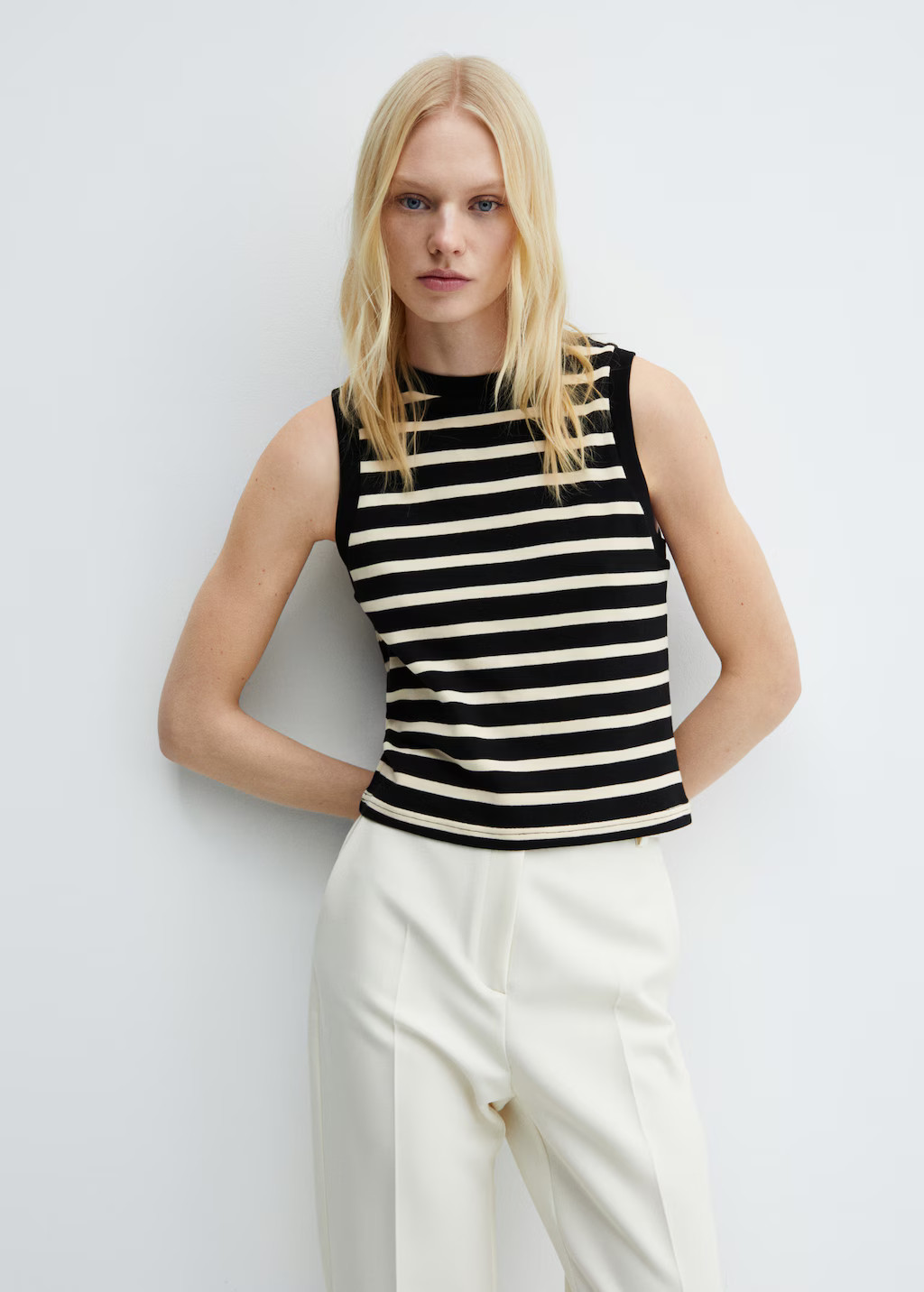 Striped cotton-blend top | MANGO (US)