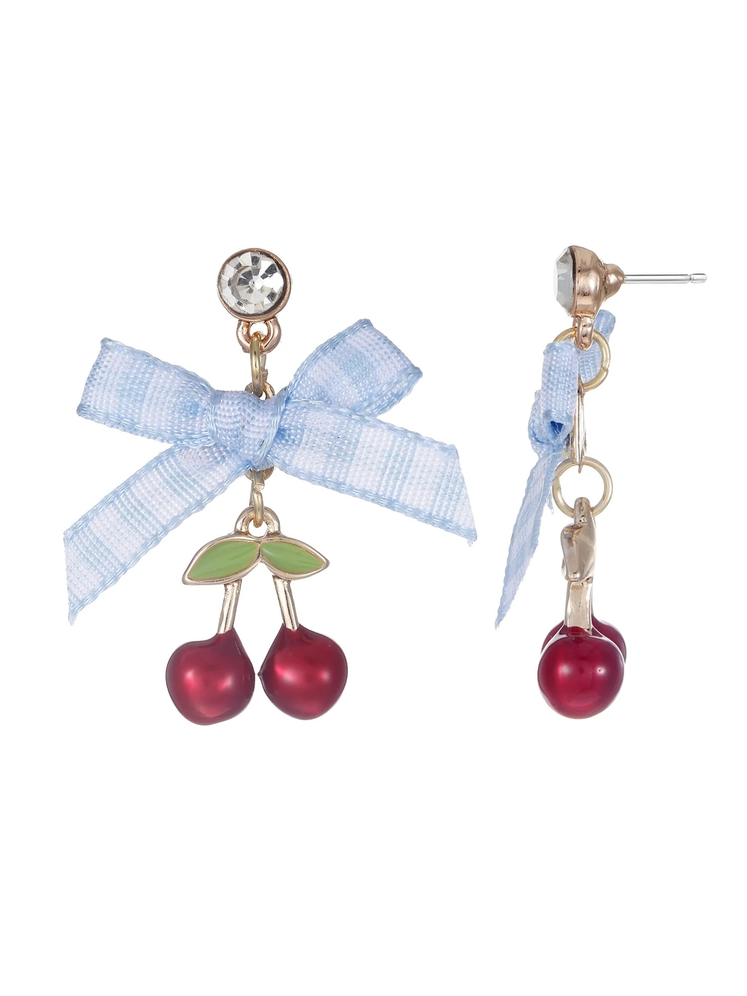 Way to Celebrate Americana Gingham Bow Cherry Earrings - Walmart.com | Walmart (US)