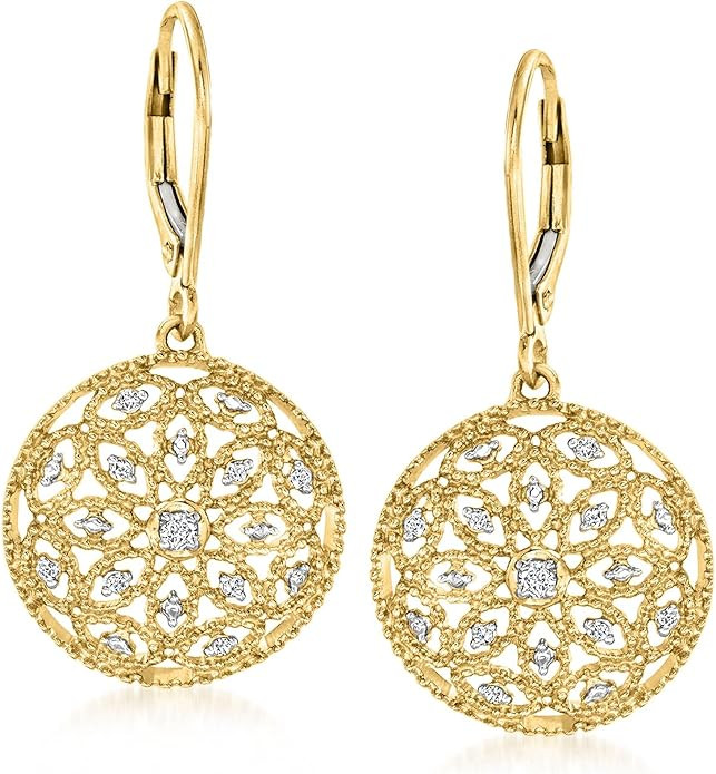 Ross-Simons 0.10 ct. t.w. Diamond Circle Drop Earrings in 18kt Gold Over Sterling | Amazon (US)