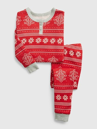 babyGap 100% Organic Cotton Fair Isle Print Henley PJ Set | Gap (US)