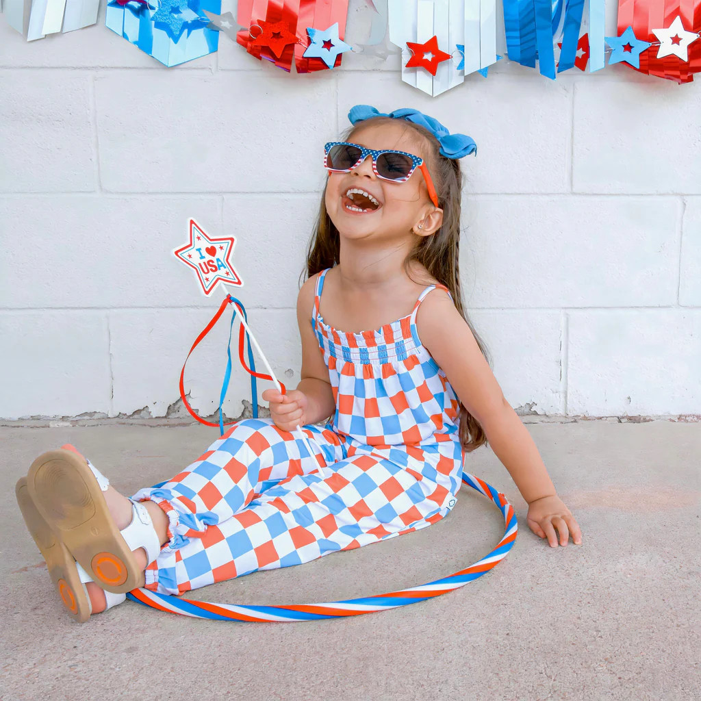 ALL AMERICAN CHECKS DREAM SMOCKED JUMPSUIT | Dream Big Little Co.