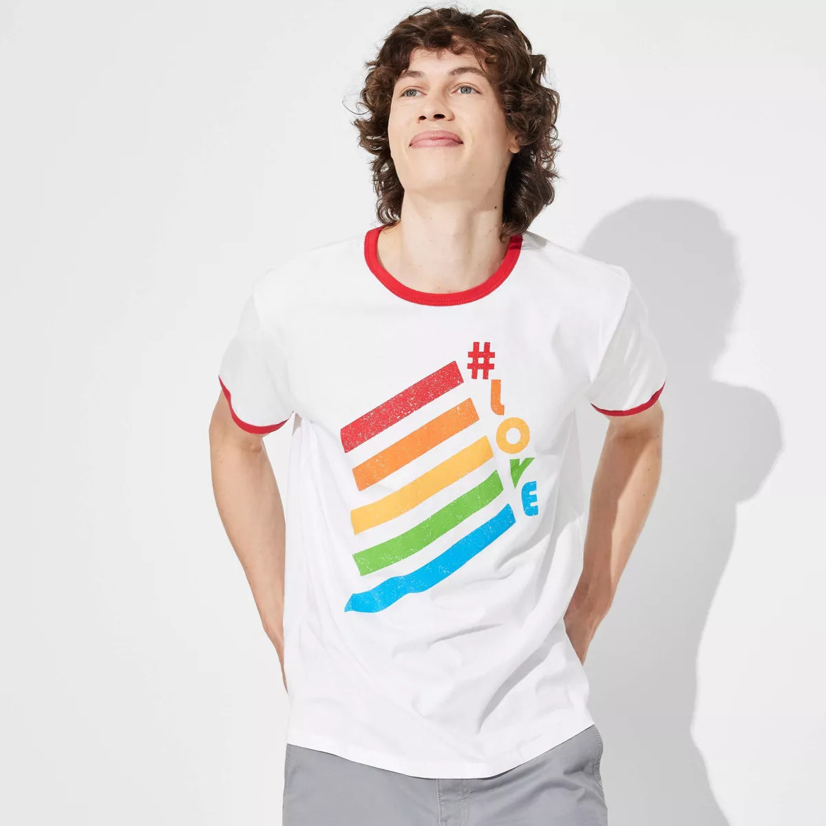 Pride Adult Short Sleeve '#Love' Ringer T-Shirt - White | Target
