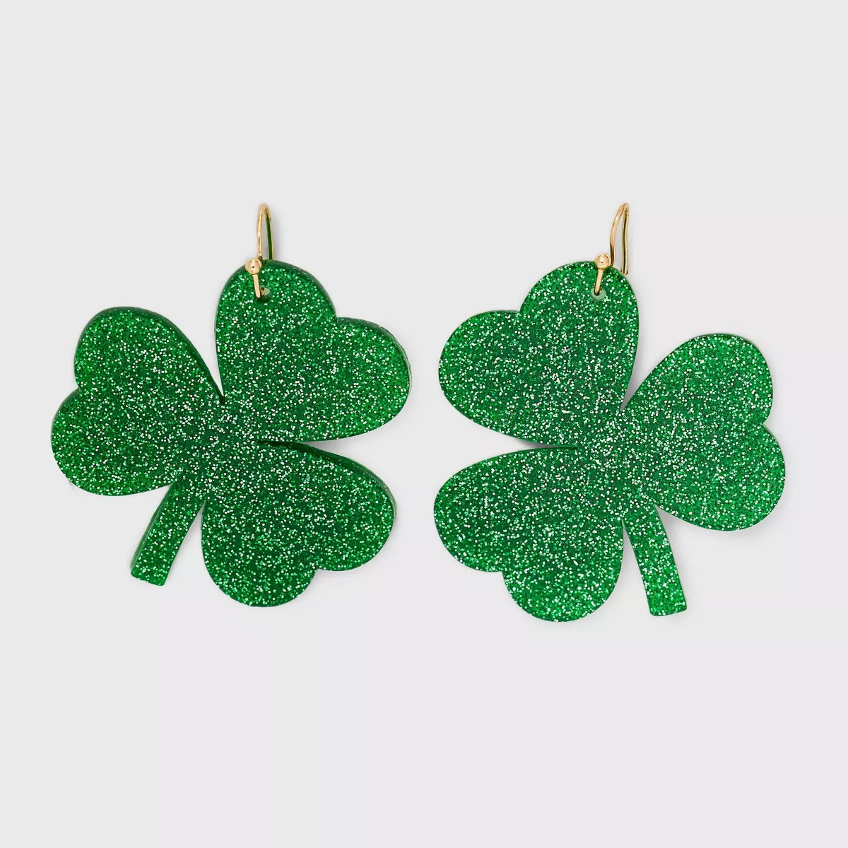 Glitter Shamrock Drop Earrings - Green | Target