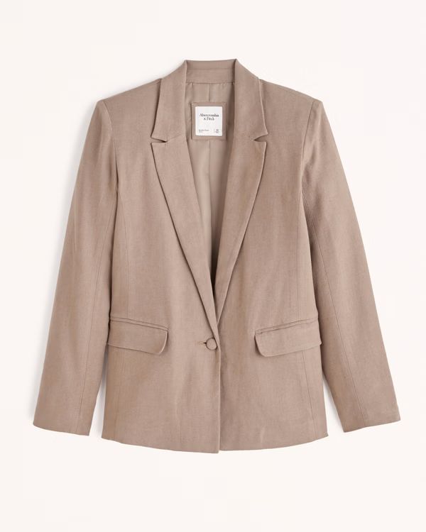 Linen-Blend Single-Breasted Blazer | Abercrombie & Fitch (US)