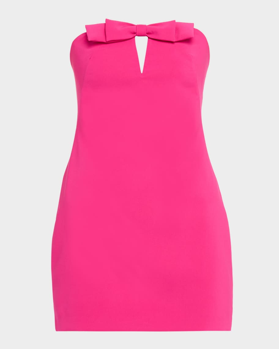 Liv Foster Strapless Cutout Bow-Front Crepe Mini Dress | Neiman Marcus