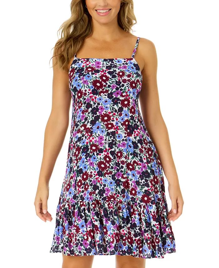 Women's Floral-Print Ruffle Cover-Up Dress | Macy's