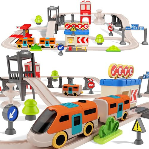 Urban Rail Train Set for Kids,55 pcs Electric Train Set Simulate City Transport System,Educational Toys for Toddler,Birthday Gifts for 3, 4, 5, 6, 7, 8+ Boys Girls | Amazon (US)