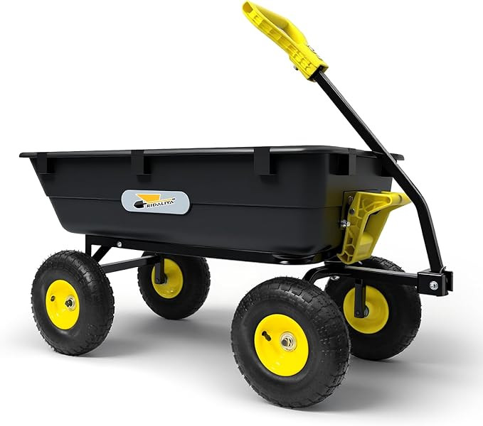 Garden Dump Cart, Heavy-Duty Utility Wagon with 900 lb Capacity, 5 Cu Ft Bed, 10" Pneumatic Tires... | Amazon (US)