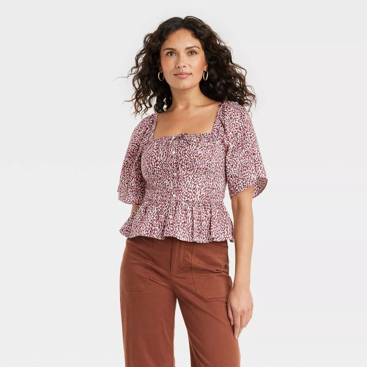 Women's Flutter Short Sleeve Corset Blouse - Universal Thread™ | Target